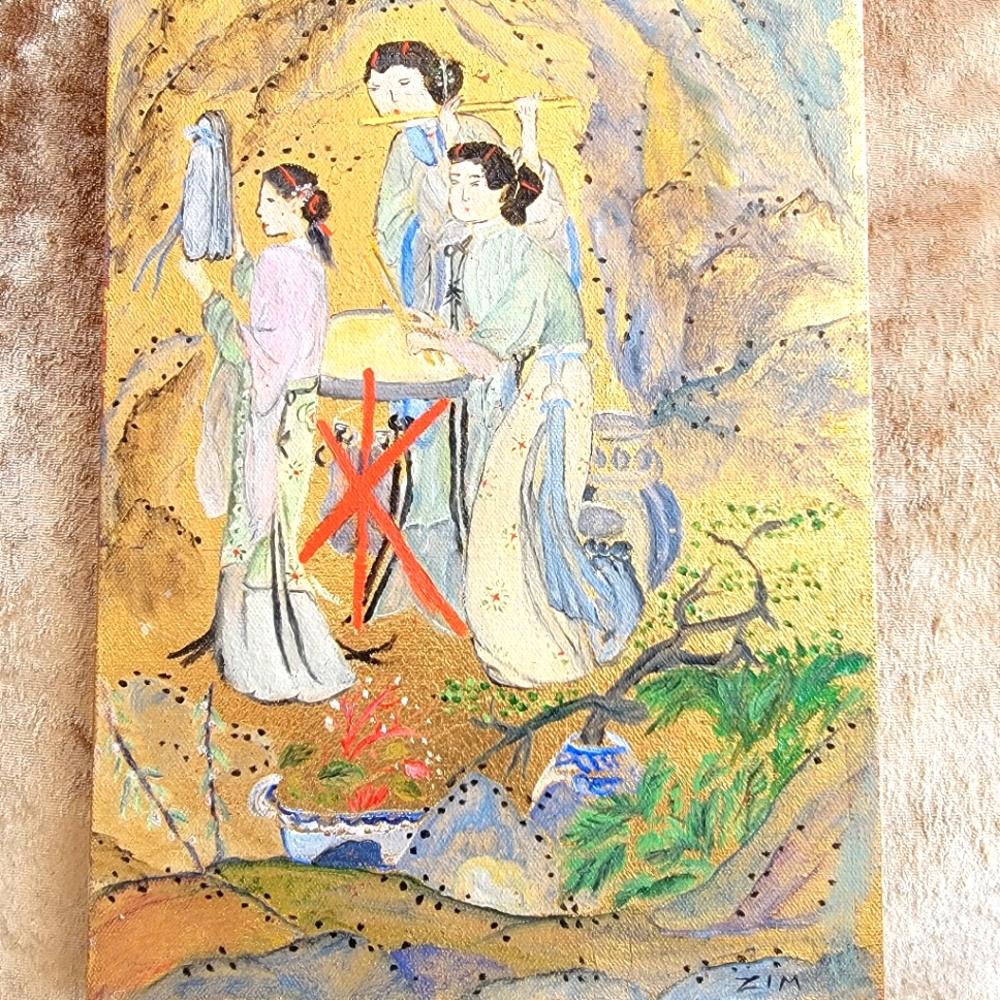 Asian Musical Performing Painting.